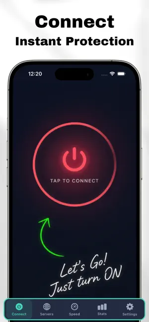 واجهة الاتصال والحماية الفورية في تطبيق VPN